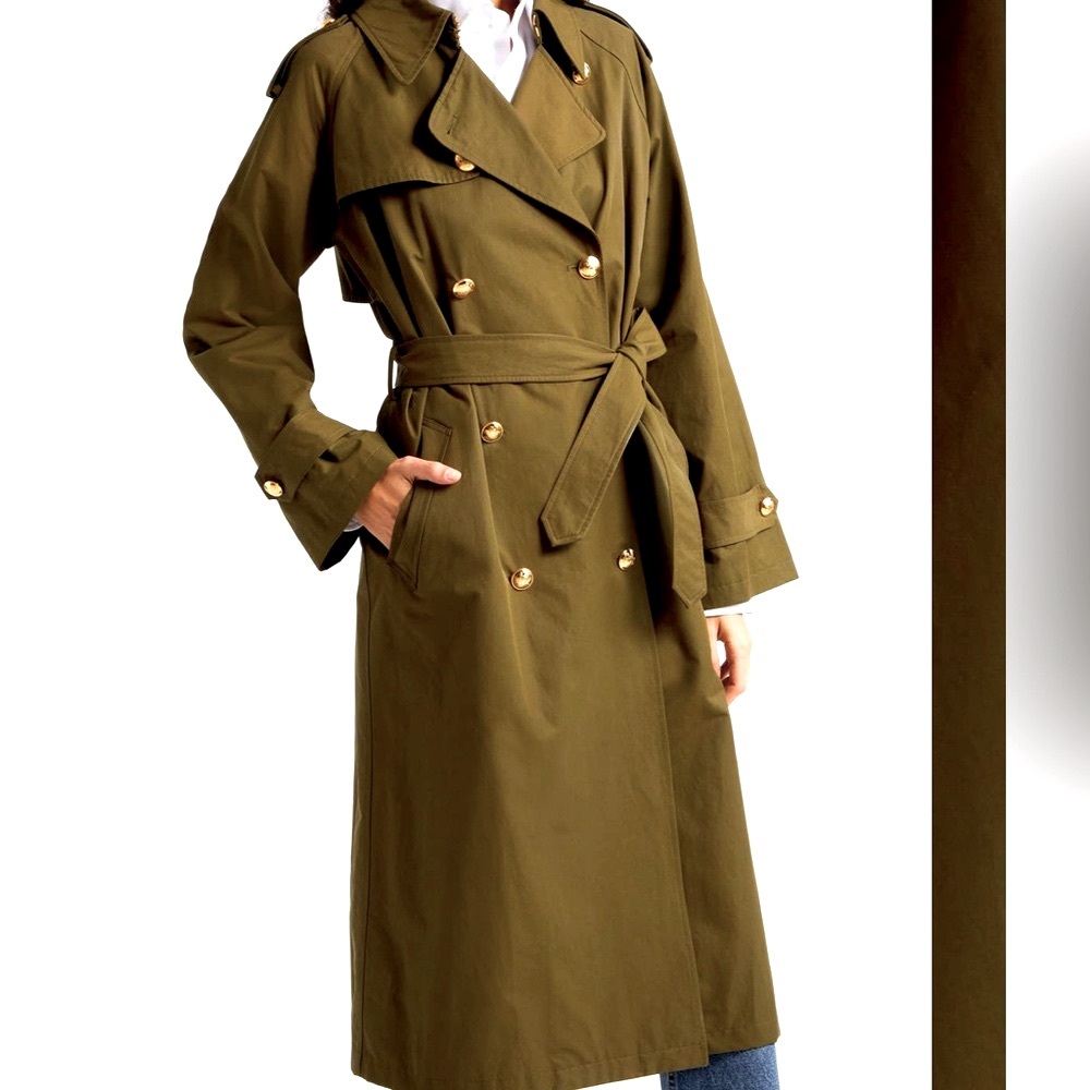Nili Lotan Toussaint Double-Breasted Trench Coat olive S jacket - Picture 2 of 7